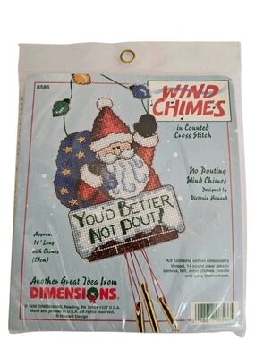 Dimensions Wind Chime No Pouting Santa Clause Cross Stitch Kit Christmas 1998